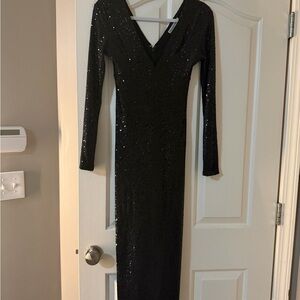 Abercrombie & Fitch Black Sequin Long Sleeve Dress